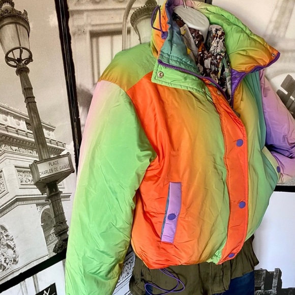 NWT URBAN OUTFITTERS - BDG | Trendy Rainbow Tie-Die Look Jacket Coat Sz XS - Picture 5 of 14